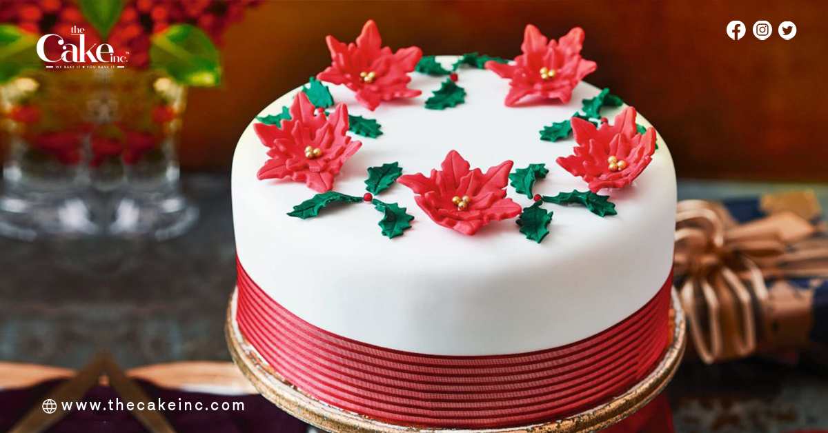 Festive Poinsettia Cake 