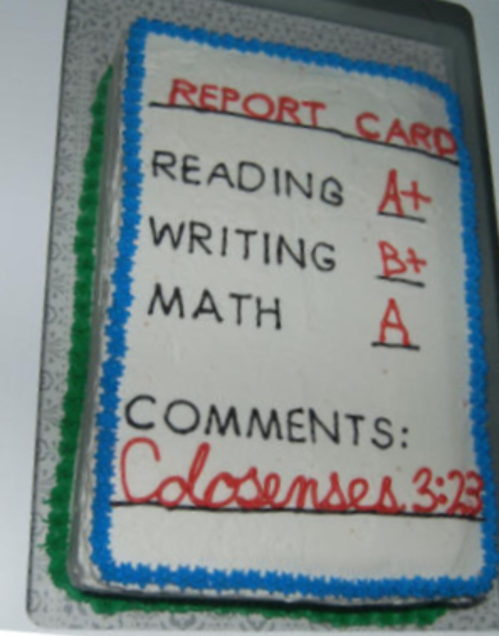 Report Card Cake